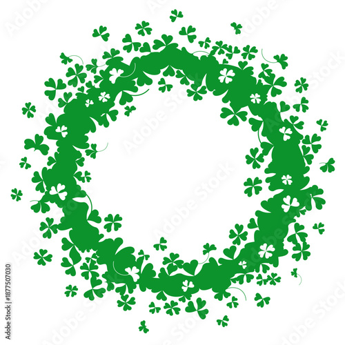 Square banner with flowers - green Clover on a white background. Saint Patrick's day illustration.