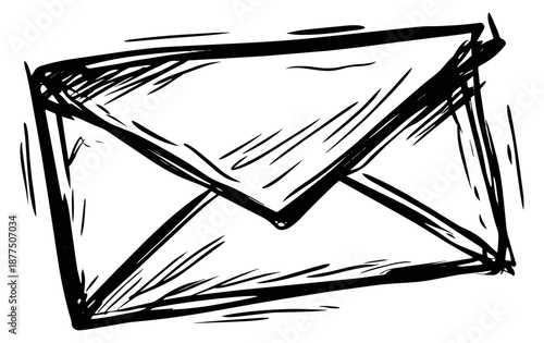 Hand drawn illustration of an envelope depicting communication for mailing messages