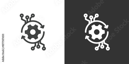 Automated System Synchronization icon. Solid glyph series icon