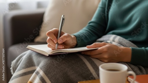 Woman Writing Notes at Desk