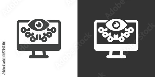 Digital Security Monitoring icon. Solid glyph series icon