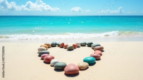 Heart-shaped rocks on beach