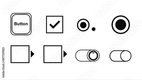 Collection of UI Icons and Buttons.