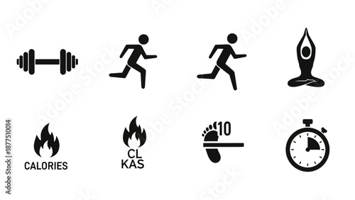Fitness Icons Set for Health and Wellness.