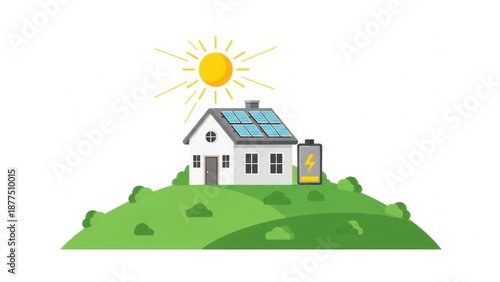Eco friendly family house with sun and trees
