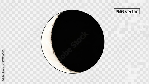 Crescent moon icon representing waning phase isolated vector graphic for astronomy and night sky concepts