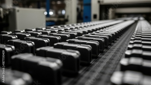Metal cylinders on industrial production line