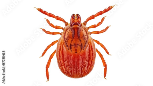 Tableau sur toile Isolated blood-engorged American dog tick macro, reddish brown, full of blood, o