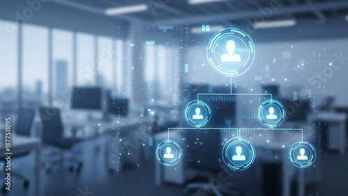 Digital organizational structure in modern office space