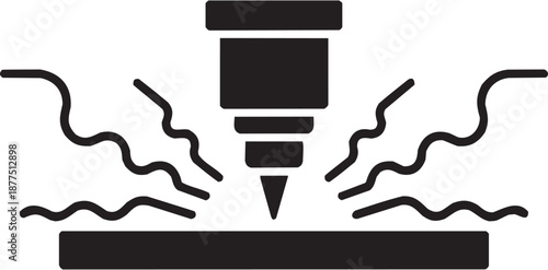 Conjunto de iconos vectoriales de herramienta eléctrica: taladro, vibración, energía, precisión, trabajo, mecánica en silueta negra.