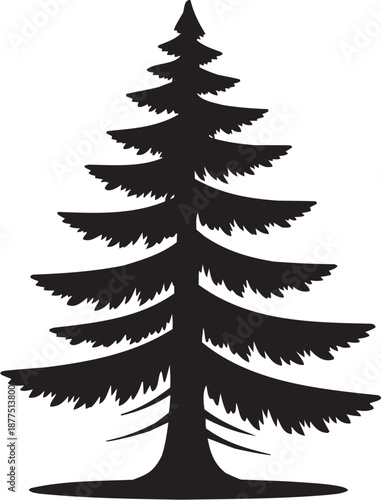Conjunto de iconos vectoriales de naturaleza: árbol, pino, bosque, silueta, paisaje, entorno en negro.