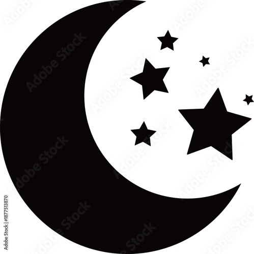 月と星　黒　アイコン