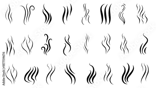 Smoke steam icon  set. Smoke smell, steam aroma heat symbol. vector illustration.