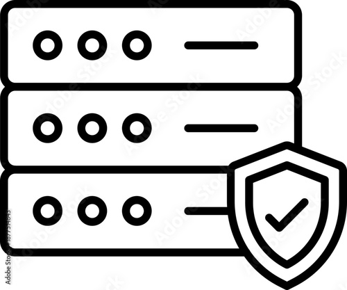 Black database protection icon - outline