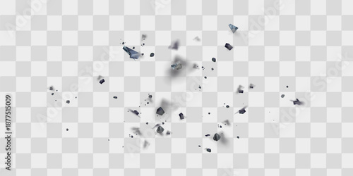 Vector explosion cloud of black pieces isolated on white. Confetti. Vector illustration