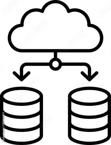 Black cloud data storage icon - outline