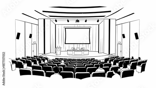 Auditorium presentation hall with audience and stage