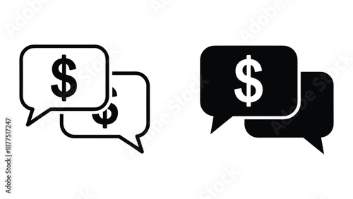 Dollar sign in speech bubbles icon set