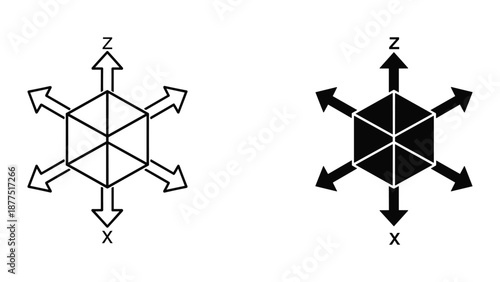 Crystal structure diagram with axes