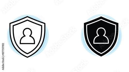 Secure profile protection shield icon set