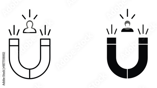 Magnet attracting people icon