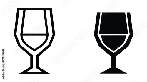 Wine glass silhouette with liquid