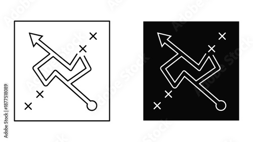 Simple line art design with arrow and cross symbols