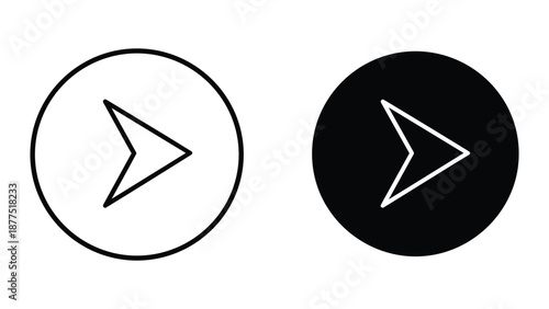 Play button icon set in black and white