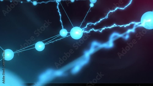 Abstract digital network with glowing nodes and electricity