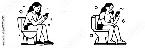 Enjoying a quiet moment while using the toilet and browsing on a phone