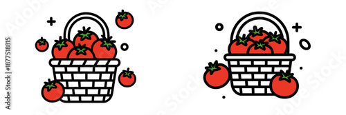 Fresh tomatoes in a wicker basket with vibrant colors