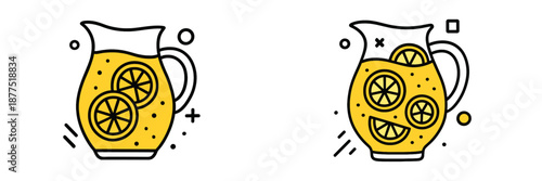 Creative vector illustration of refreshing lemonade in a pitcher