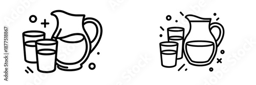 Vector illustration of a pitcher and glasses with refreshing drink