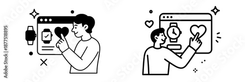 Vector illustration of a person selecting a smartwatch on a website