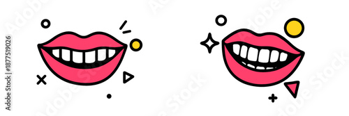 Bright and cheerful vector illustration of smiling lips