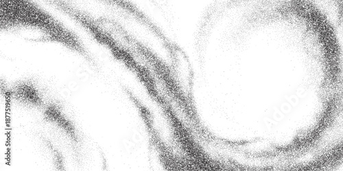 Black halftone dot waves on white background. Vector realistic illustration of abstract shapes, stipple gradient pattern, grainy texture, grunge paint spray effect, liquid spot texture, dotwork fluid