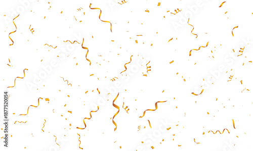 Luxury metallic streamers confetti isolated on transparent backdrop