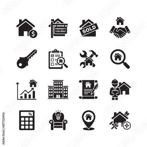 Professional Property Management Icon Collection