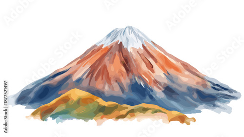 Cotopaxi Volcano. Cotopaxi Volcano hand drawn watercolor illustration