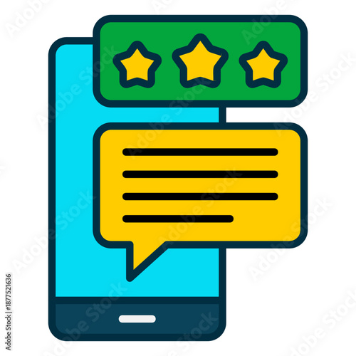 Feedback or rating icon and service comments on smartphone
