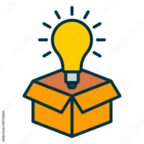Inspiration icon or out of the box idea with light bulb