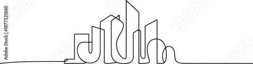 Single one line drawing city logo concept abstract for company and business. City building logo design inspiration, apartment symbol. one line Icon drawing