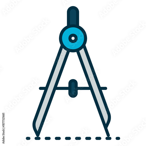 Precision icon with compass for measuring and drawing circles