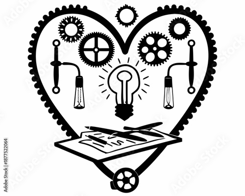Creative ideas and innovation in love and business concept