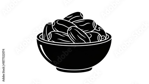 Black Bowl of Cigars on White Background, Simple Line Art