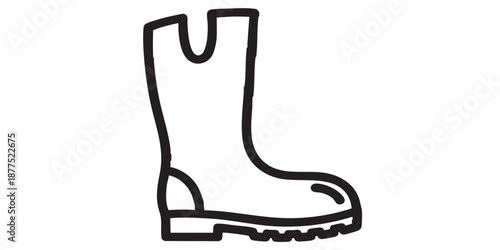 Rubber boots vector icon, waterproof footwear symbol, flooded area safety sign, outline and filled style, isolated on transparent background