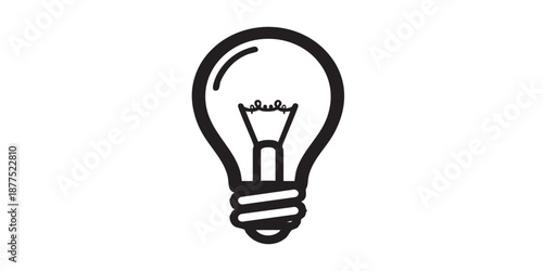 Light bulb vector icon, glowing filament symbol, idea and innovation sign, outline and filled style, isolated on transparent background