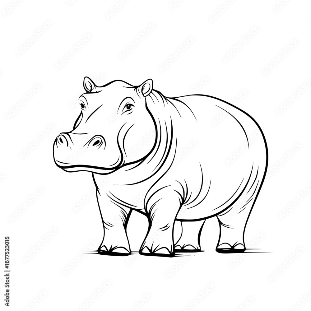 Obraz premium Majestic Hippo: Study Contrasts - Black White | Clean, isolated vector art for creative projects.
