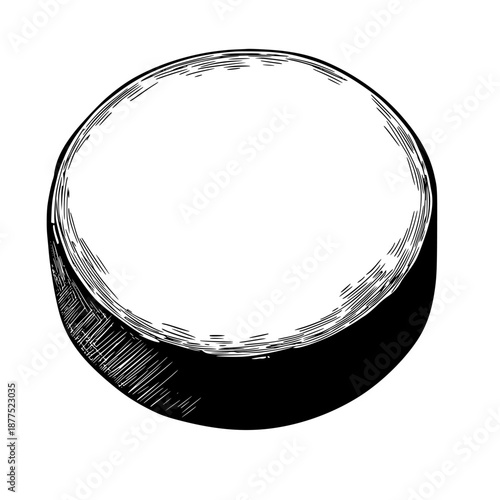 minimalist line art depicts hockey puck, clean simple | Clean, isolated vector art for creative projects.