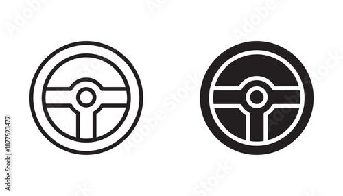 steering wheel icon set vector on white background. driving, wheel, car, control, driving, transportation, driver, automotive, steering wheel symbol.